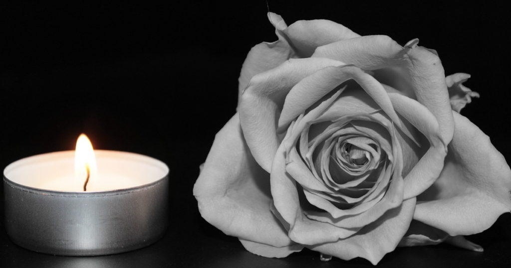 white rose and candle