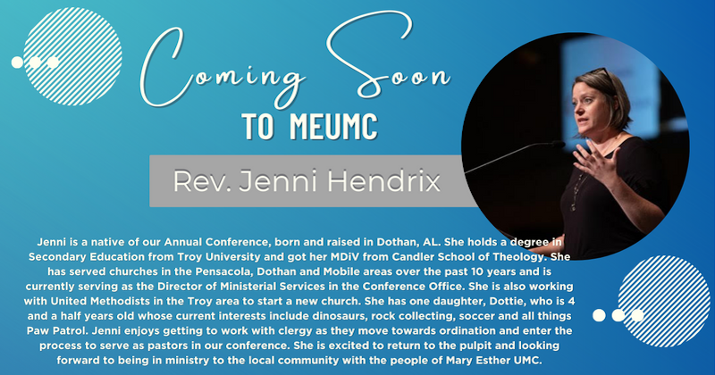 Rev. Jenni Hendrix coming soon